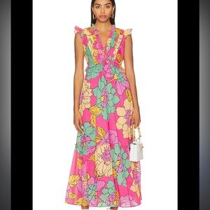Banjanan Constance Maxi Dress Floral in Peach